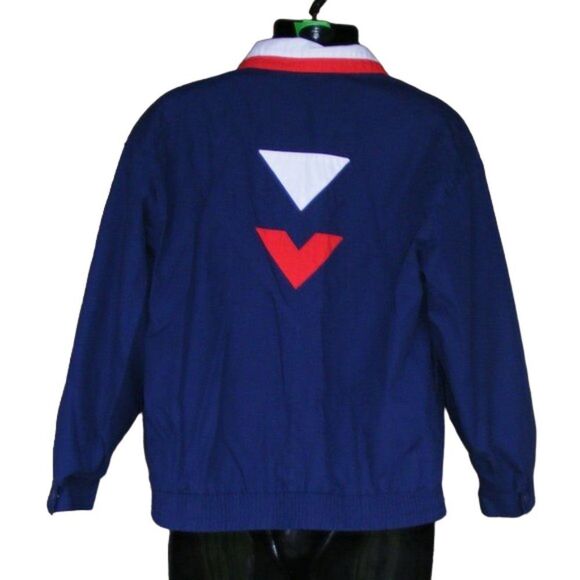 Vintage Windbreaker, S, Nautical, Snap front, Navy/White/Red, Pockets, Long slv - Picture 6 of 8